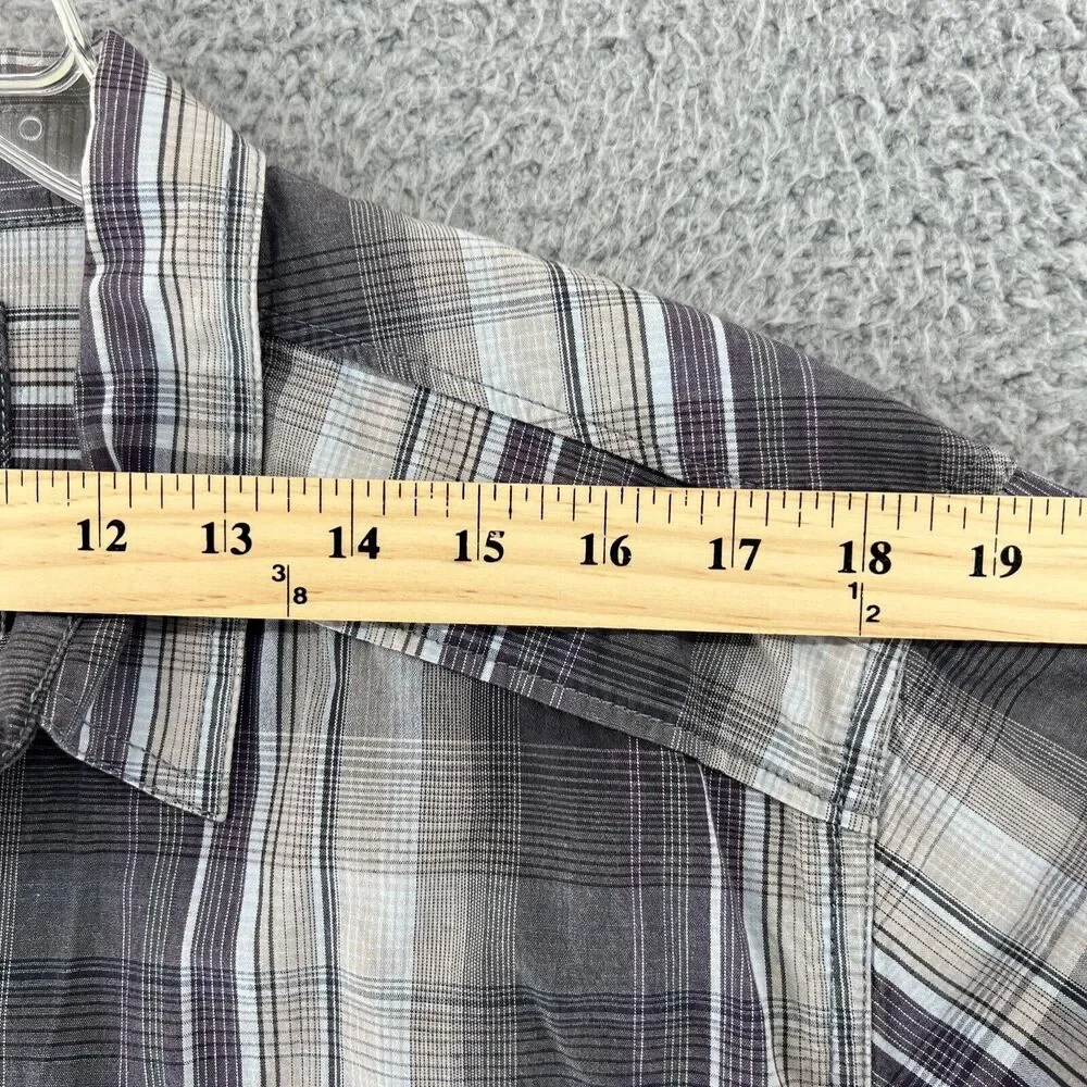 prAna Mens Large L/S‎ Button Down Tartan Madras Plaid Shirt Snap Hiking Outdoor